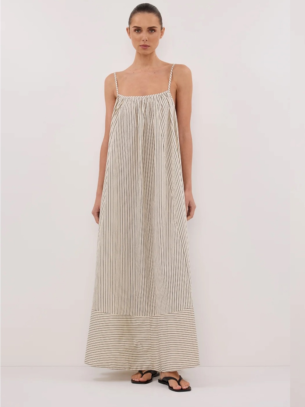 DISSH Striped Sleeveless Maxi Dress in White and Navy